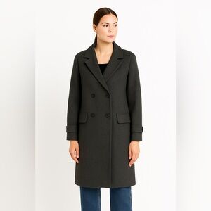 Vintage Forecaster Dark Gray 100% Wool Long Trench Coat EUC Sz 15/16